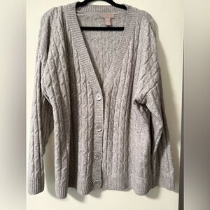 H&M Light Gray Cable Knit Cardigan